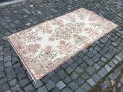 Bohemian Area Rug Handmade Wool Rug Turkish Vintage Traditional Rug 3,6 x 7,0 ft