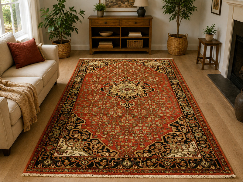 NATURAL WOOL Old Oriental Rugs Hand Woven,knotted size Approximately3'10" x 5'8" gallery