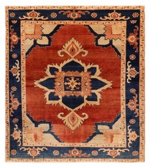 Vintage 6’10” x 7’7″ Traditional Hand Knotted Vegetable Dye Wool Area Rug