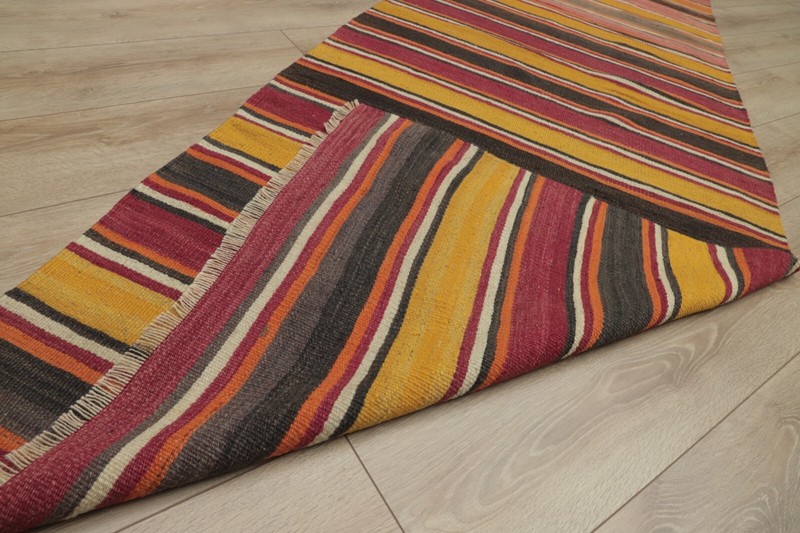 Tribal Striped Hand Knotted Kilim Runner Rug Cappadocia Vintage Carpet 3x11ft gallery