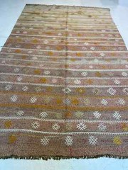 Antique Oriental Hand-Knotted Wool Area Rug Ivory/Green/Copper/Red 3’10” x 9’6″