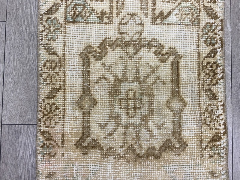 Turkish mini rug, Muted rug, Brown rug, Vintage rug, Small rug, 1.5x3.0 ft gallery