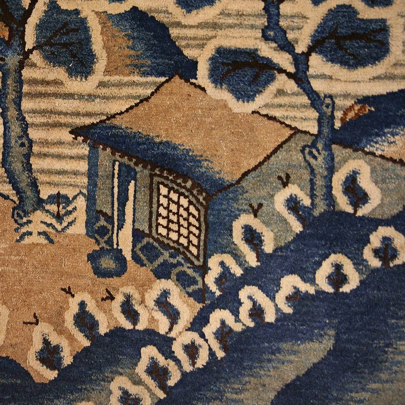ANTIQUE MONGOLIAN WOOL PILE RUG LANDSCAPE CARPETS LATE 19TH C. gallery