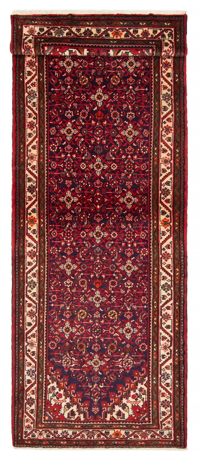 3'5" x 10'2" Vintage Hand-knotted Runner Rug Traditional Oriental Wool Carpet gallery