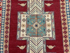 130 X 215 cm COLLECTORS’ ITEM Vintage Pictorial Kazak Sumak Kilim Rug