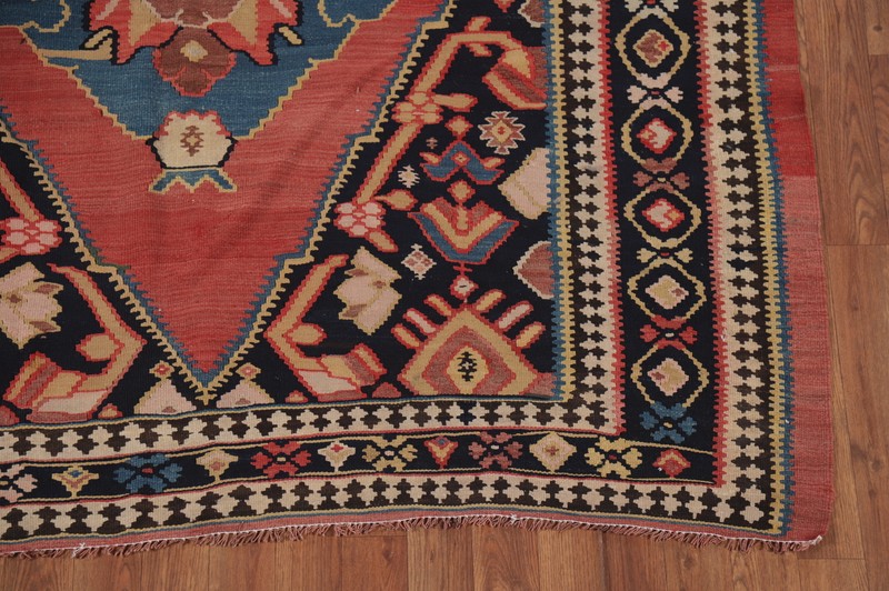 Vegetable Dye Kilim 14 ft Runner Rug Wool Hand Woven Reversible Carpet 6x14 gallery