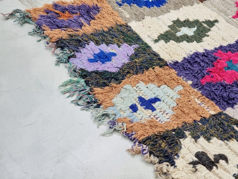 Moroccan Handmade Vintage Rug 2'8x5'1 Berber Geometric Multicolor Cotton Rug gallery