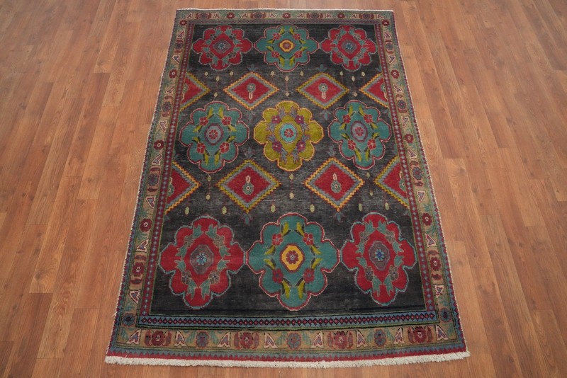 Traditional Geometric Handmade Wool Accent Rug 4x5 ft Vintage Foyer Carpet gallery