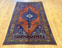 Bohemian Antique 1939s Wool Pile Natural Color Nagorno-Karabahk Rug 9’1”x4’7’’