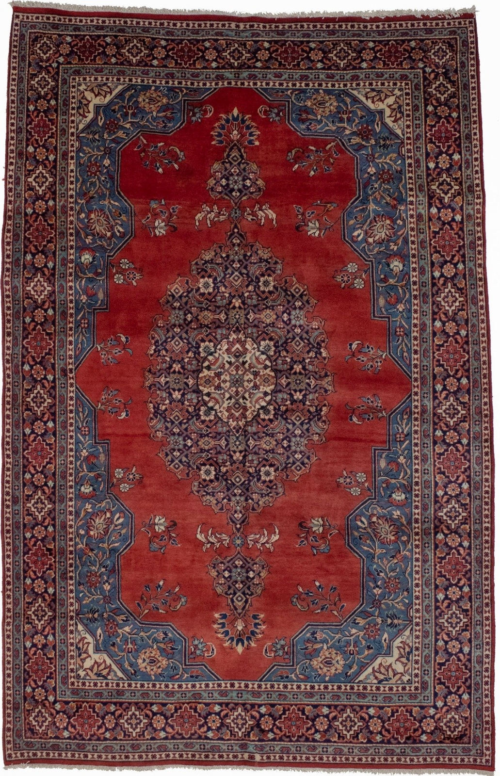 Vintage Handmade Oriental Rug Traditional Orange-Red Floral Style Carpet 7X11 ft gallery