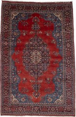 Vintage Handmade Oriental Rug Traditional Orange-Red Floral Style Carpet 7X11 ft