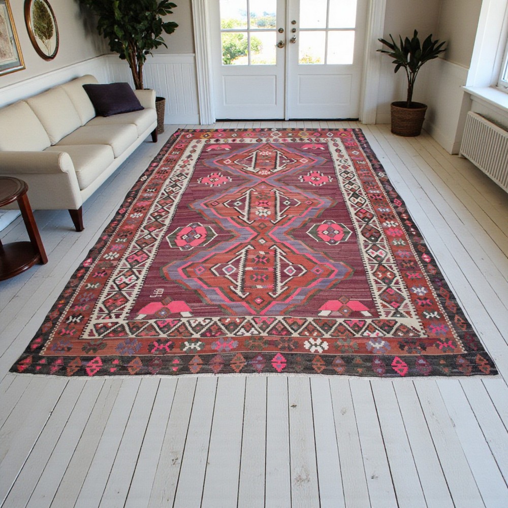 Vintage Turkish Rug Handmade Extra LARGE Rug Tribal Kilim Area Rug 8x14 ft Aprox