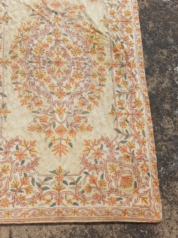 Vintage Hand Woven Traditional Kashmiri Floral Multicolor Kilim Rug 141x88 cm gallery