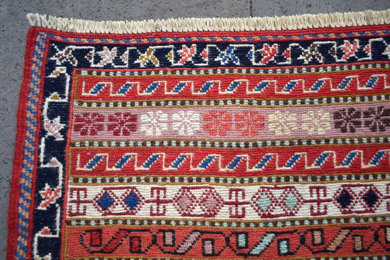 Caucasian Soumak Rug 20'' x 22'' Soumak Woven Wool Kilim Home Decor Chair Rug gallery