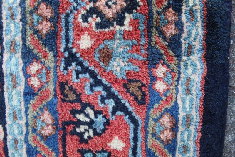 Vintage Hand Made Traditional Oriental Wool Blue Large Long Rug 321x132cm gallery