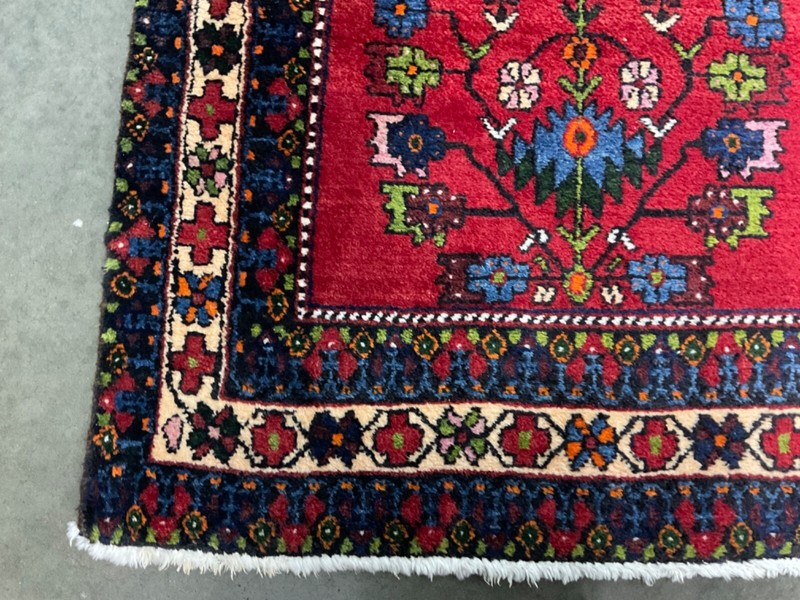 NICE! Hand Knotted Vintage geometric Wool Area Rug 7' X 4'9" Estate Find! #8 gallery