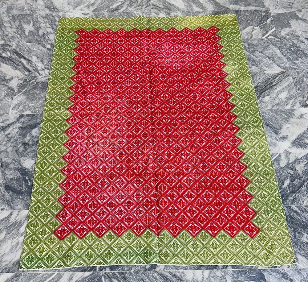 Antique Traditional Romanian Barabian Amazing,Kilim Green and Red geometrical