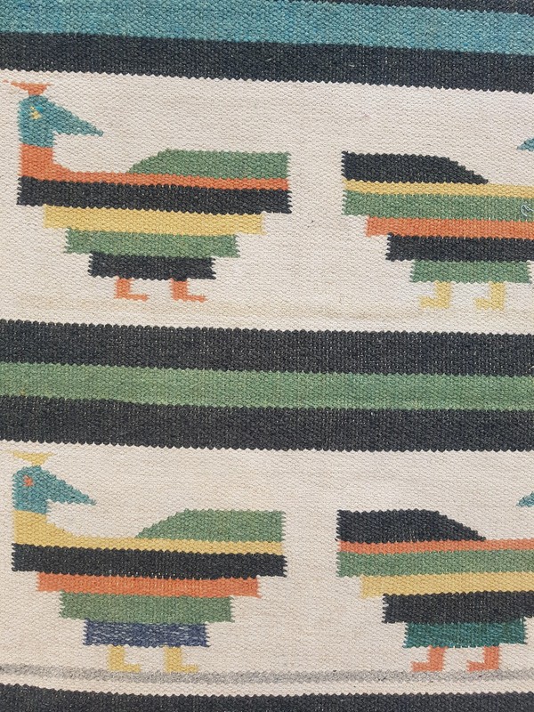 Vintage Traditional Handmade Scandinavian Style Wool Multicolor Kilim 4.5x2.7 ft gallery