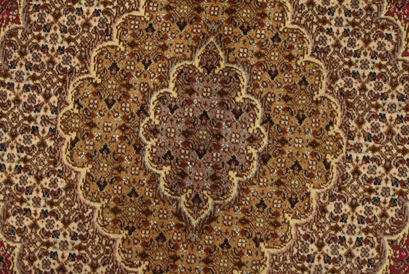 Tabrizi Mahi Rug 6’7” x 9’9” Red Wool/Silk Traditional Hand-Knotted Carpet gallery