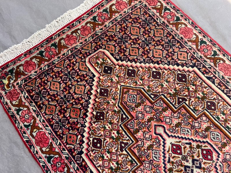 2'6 x 4'5 Turkish Inspired Tribal Rug Handmade Geometric Pink Navy Accent Carpet gallery