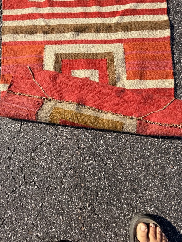 Vintage Geometric Flat Weave Runner Rug Wall Hanging 26.5x96.5 Boho MCM Wool gallery