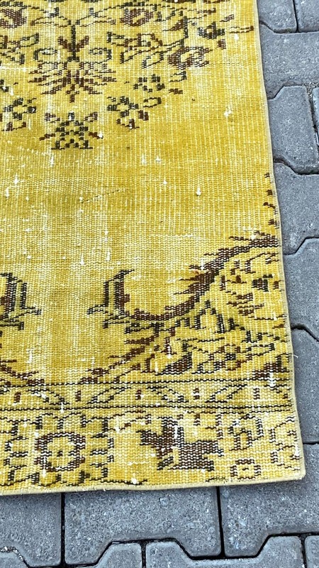 Turkish Rug, 2x9 ft, Vintage Rug, Runner Rug, Yellow Rug, Anatolian Carpet, Wool gallery