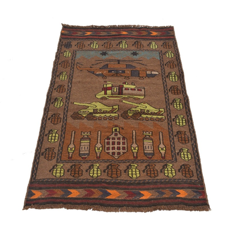 Afghan War Carpet Tribal Cultural Handmade Rug 4.6x2.7 ft gallery