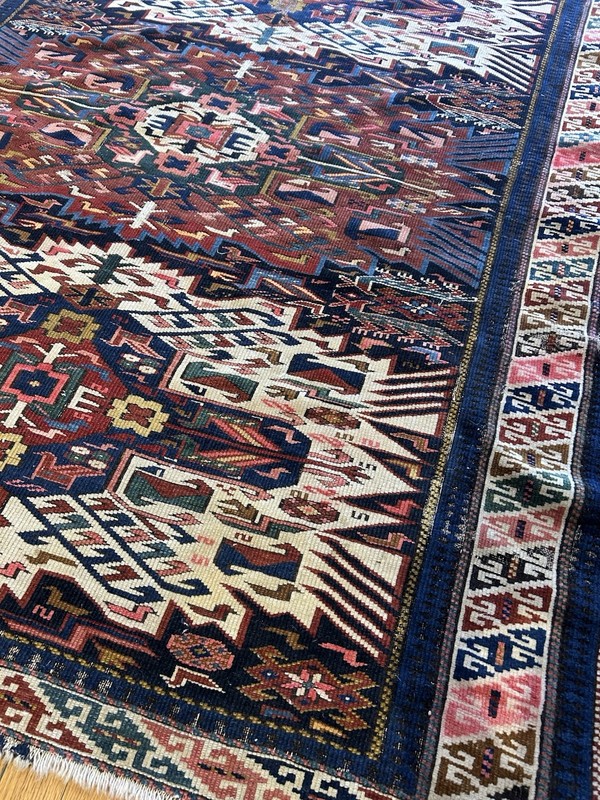 SUNBURST KAZAK ANTIQUE HANDKNOTTED WOOL RUG C.1900 5’8 X 4’7 ABSOLUTE STUNNER gallery