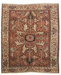 Pre-1900 10×12 Antique Palace-Size Hand-Knotted Area Rug in Oranges & Ivory Hues