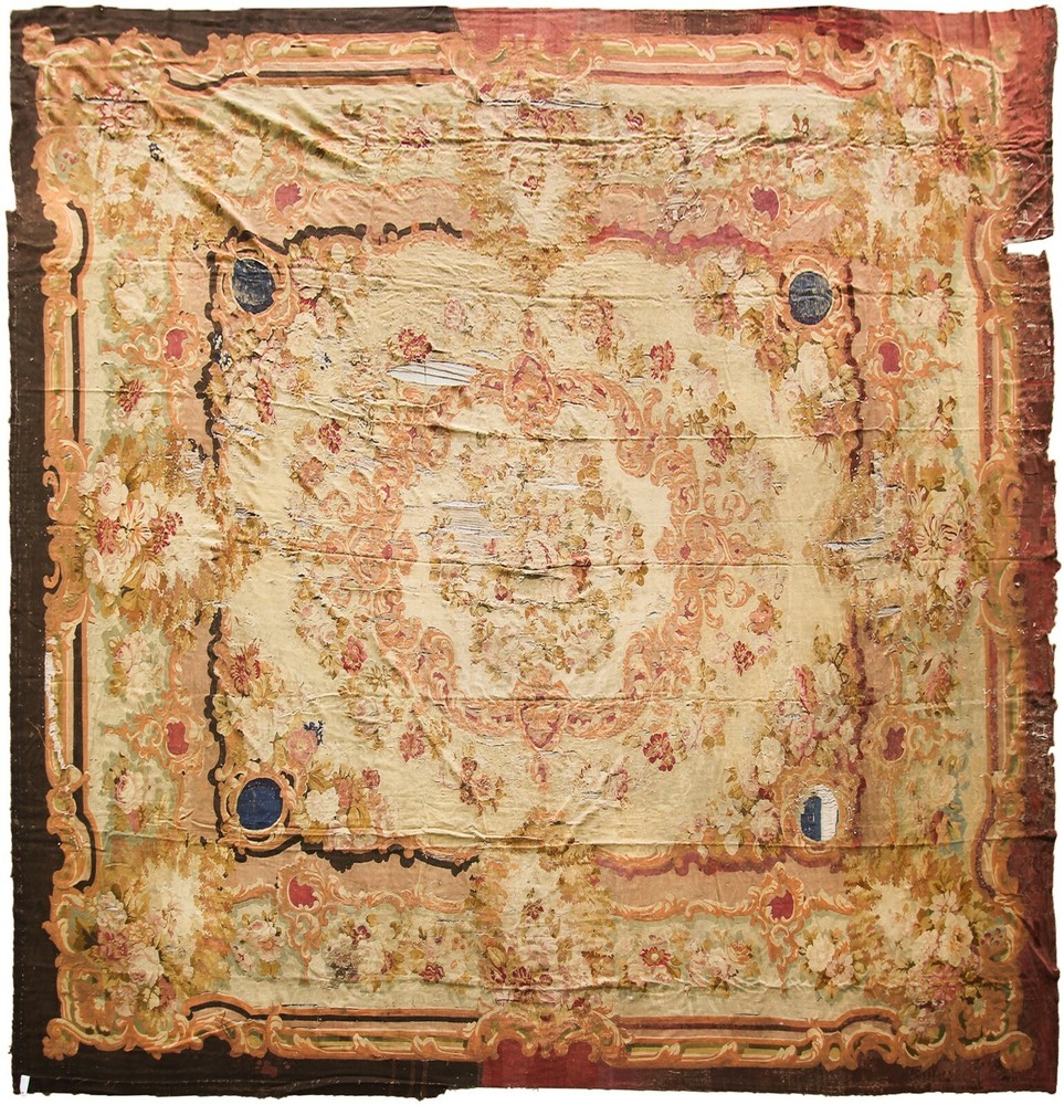 17x21 Antique French Aubusson Handmade Oversized Area Rug Shabby Chic c.1830