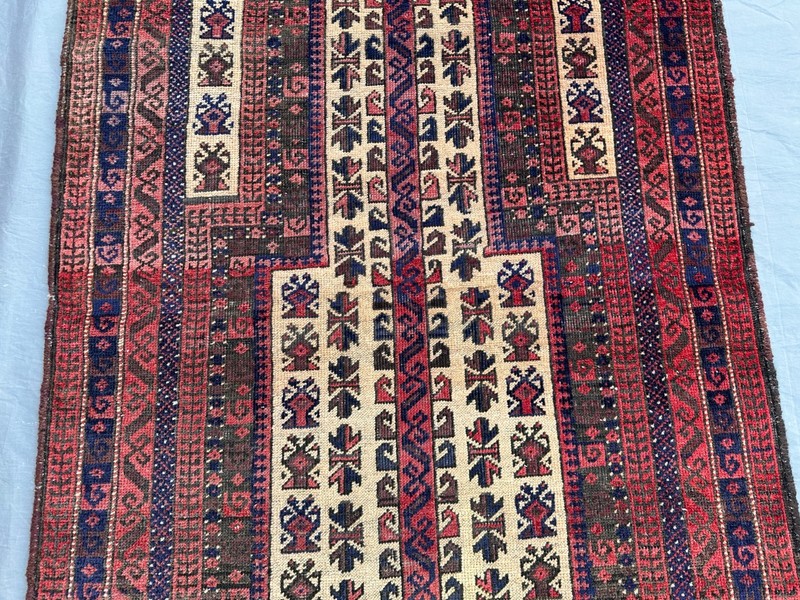 2'11" x 4'8" Antique Afghan Hand-Knotted Low Pile Prayer Rug Wool Bedroom Rug gallery