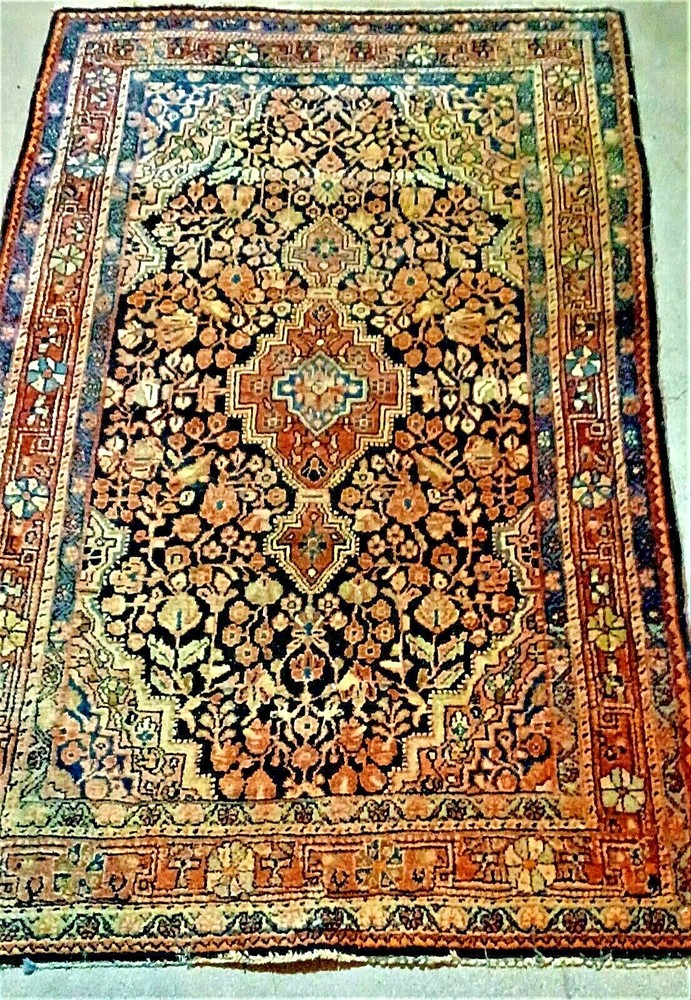 Antique Middle Eastern Sarouk rug 4x6 circa 1920