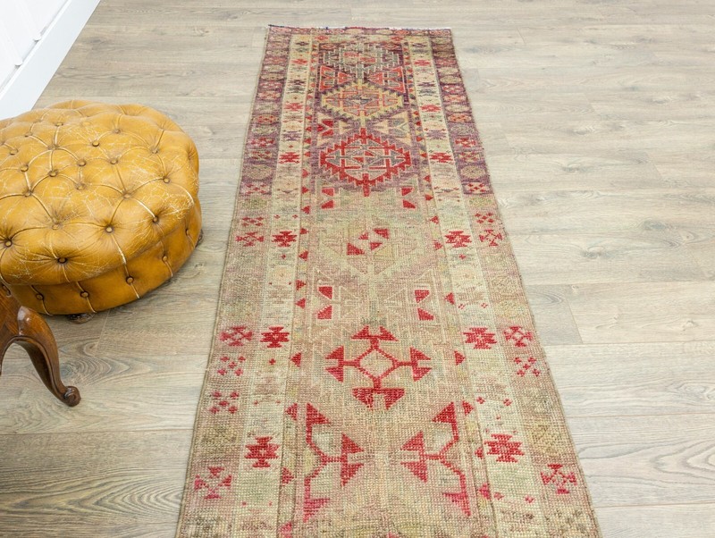 Vintage Turkish Hand-Knotted Oushak Rug - Wool Pastel Extra Long Runner 3x16 ft gallery