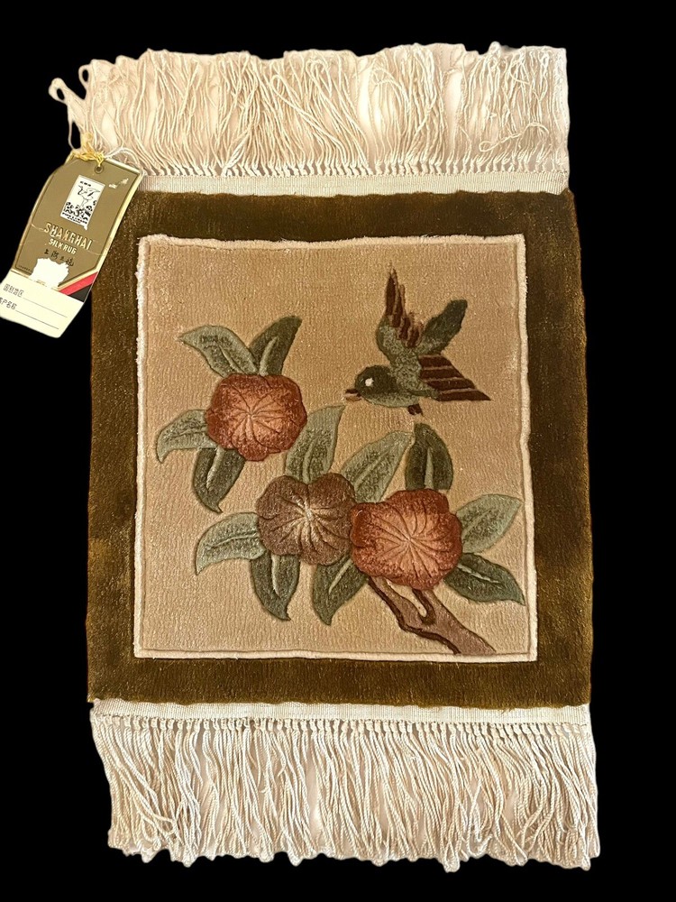 Handknotted Small Pictorial Chinese Silk Rug. Handmade. Shanghai Rug. Co.
