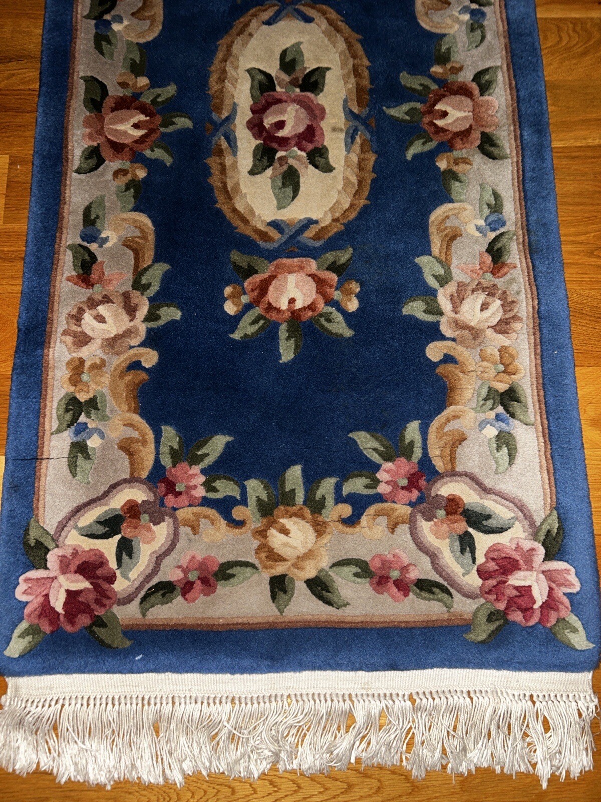 27”x55” Blue Color Area Rug Handmade Rug Bedroom Rug Wool Rug gallery