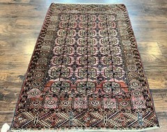 Turkoman Bokhara Rug 4×6 Wool Hand Knotted Antique Handmade Carpet Red Pink