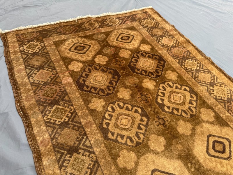 Vintage Turkmen Afghan Rug 3'4x7'5 Hand Knotted Faded Terracotta Tribal Carpet gallery