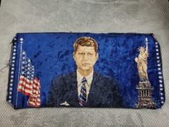 Vintage JFK President John F Kennedy Wall Hanging Felt Tapestry Rug 36 inch
