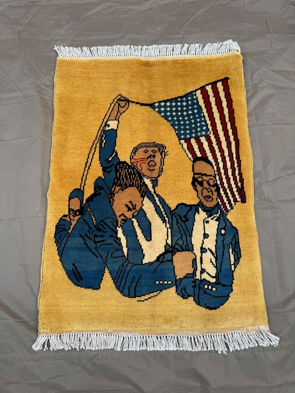 Afghan Handmade Trump USA Flag Rug Wall Hanging Wool Carpet Patriotic Art Decor gallery