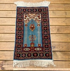 Antique Turkish Prayer Rug Kilim ? Replaced Fringe Selling as Is! 44” by 23”