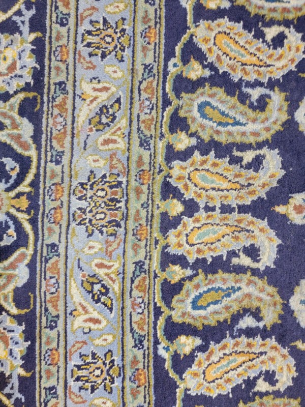 Antique Oriental Hand-Knotted Wool Area Rug Navy Blue/Ivory/Blue 10'2" x 15'10" gallery