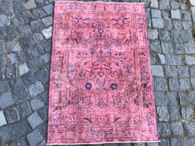 Bohemian Area Rug Handmade Wool Rug Turkish Vintage Traditional Rug 2,8 x 4,0 ft gallery