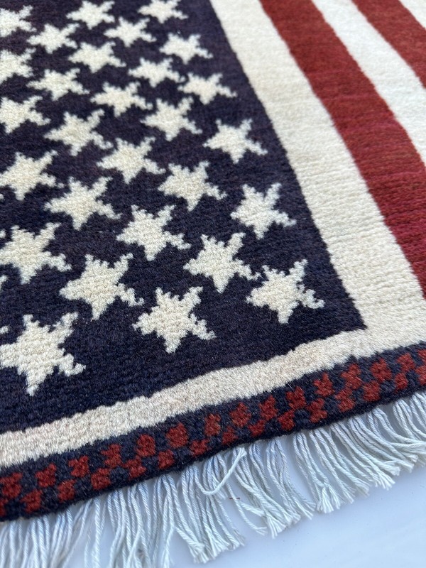 Vintage Hand Made American Flag Rug gallery