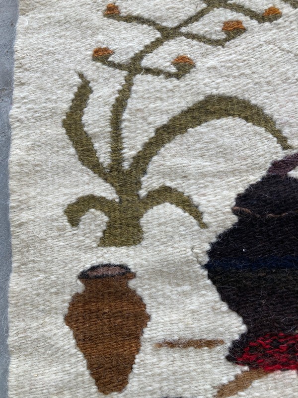 Vintage Traditional Woven African Mohair Rural Wall Hanging Tapestry 43x43 cm gallery