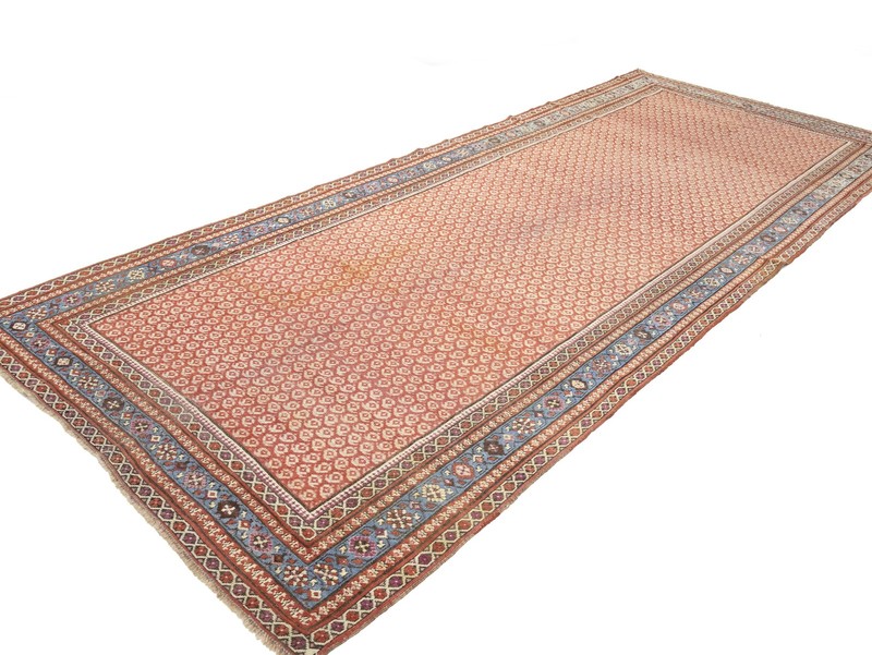 Antique Handmade Oriental Rug Muted Red Oversized Allover Wool Carpet 6X14 ft gallery