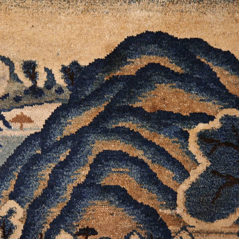 ANTIQUE MONGOLIAN WOOL PILE RUG LANDSCAPE CARPETS LATE 19TH C. gallery