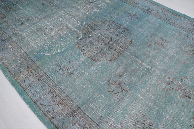 Large Overdyed Turkish Vintage Oushak Rug 7 x 10 ft Oversize Handmade Carpet 297 gallery