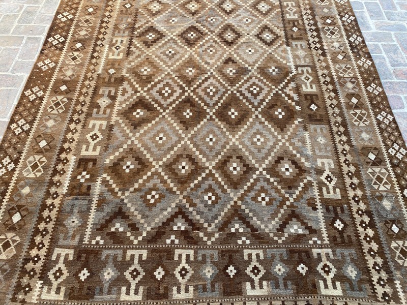 Brown 8.1x13.5ft Handmade Kilim Rug Tribal Geometric Flatweave Large Area Rug gallery