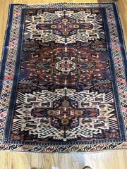 SUNBURST KAZAK ANTIQUE HANDKNOTTED WOOL RUG C.1900 5’8 X 4’7 ABSOLUTE STUNNER