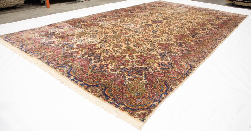 RRA 12x22 Authentic Oriental Rug Semi-Antique Ivory & Rose Rug 11171 gallery